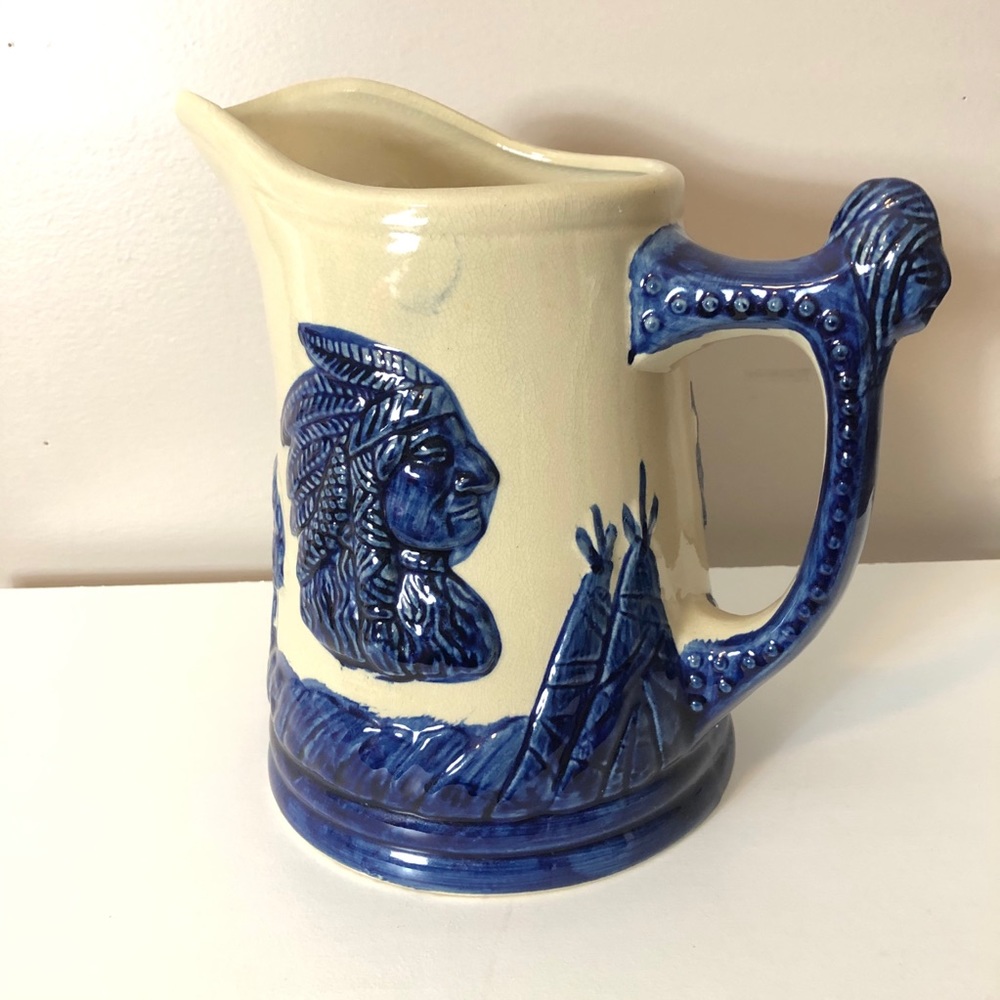 Antique Sleepy Eye Pitcher c1920 - wide mouth, 9”H